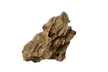 Irregularly shaped dragon stone rock with natural textures and rugged surface isolated on...