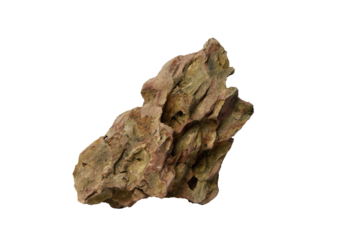 Irregularly shaped dragon stone rock with natural textures and rugged surface isolated on transparent background. PNG transparency