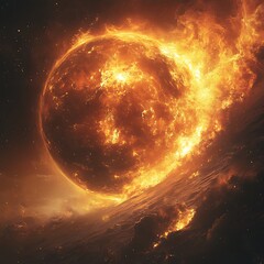 Fototapeta premium Scorching Solar Surface Unstoppable Energy Waves Plasma Heat Space Phenomenon Photo