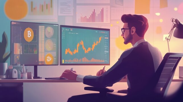 A crypto investor carefully managing assets, reviewing