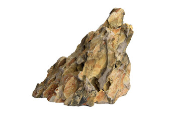 Textured dragon stone with a sharp peak and intricate surface details isolated on transparent background. PNG transparency	