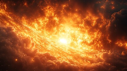 Naklejka premium Superheated Plasma Exploding Sun Extreme Heat Cosmic Solar Radiation Storm Photo