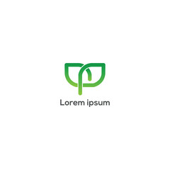 Nature logo design illustration with leaf, environmental logo for technology business company