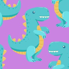 seamless dinosaur pattern with purple background
