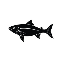Bluefish Silhouette Vector Art | Black Bluefish Fish Design Illustration