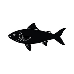 Bluefish Silhouette Vector Art | Black Bluefish Fish Design Illustration