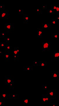 Feeling loved with red hearts popping into a vignette. Animated overlay with transparent background alpha