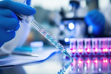 Biotech Researcher Conducts Gene Editing Experiment Using CRISPR Technology in a Modern Laboratory Environment Focused on Scientific Innovation