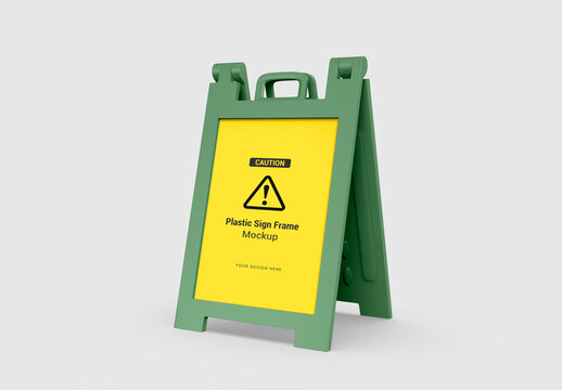 Warning Wet Floor Sign Mockup
