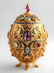 Ornate Jeweled Egg Elaborate Gold and Jewel Embellished Egg