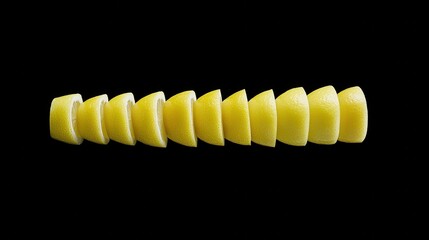 Naklejka premium A row of lemon slices stacked in an aesthetically pleasing arrangement,
