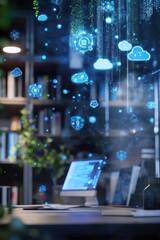 Naklejka premium Digital Transformation: Cloud Computing and Modern Workplace