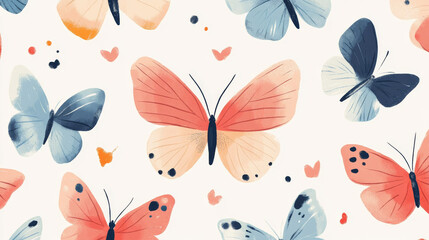 Cheerful butterflies in seamless pattern, adding lively touch