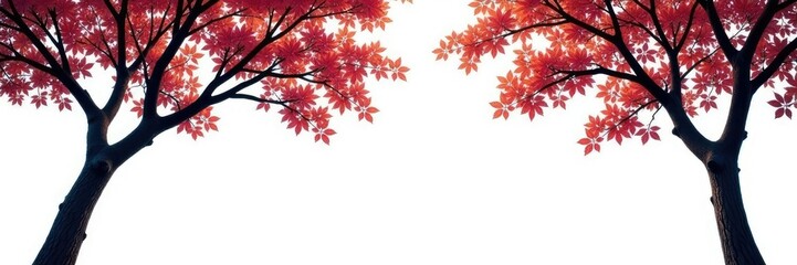 Dark tree branches isolated on white background, wood, trees, foliage