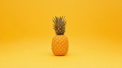 A creative fruit art design featuring a pineapple styled to resemble a summer beach theme