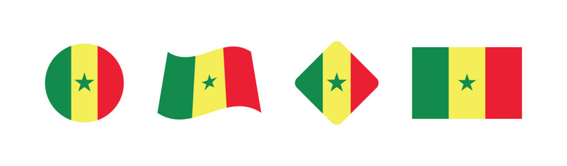 

Vector Senegal National Flag icon collection. Flag set of Senegal various styles.