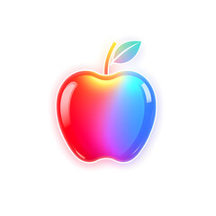 Obraz premium Teacher apple holographic 3D icon. neon symbol vector illustration isolated on white background. Generative AI