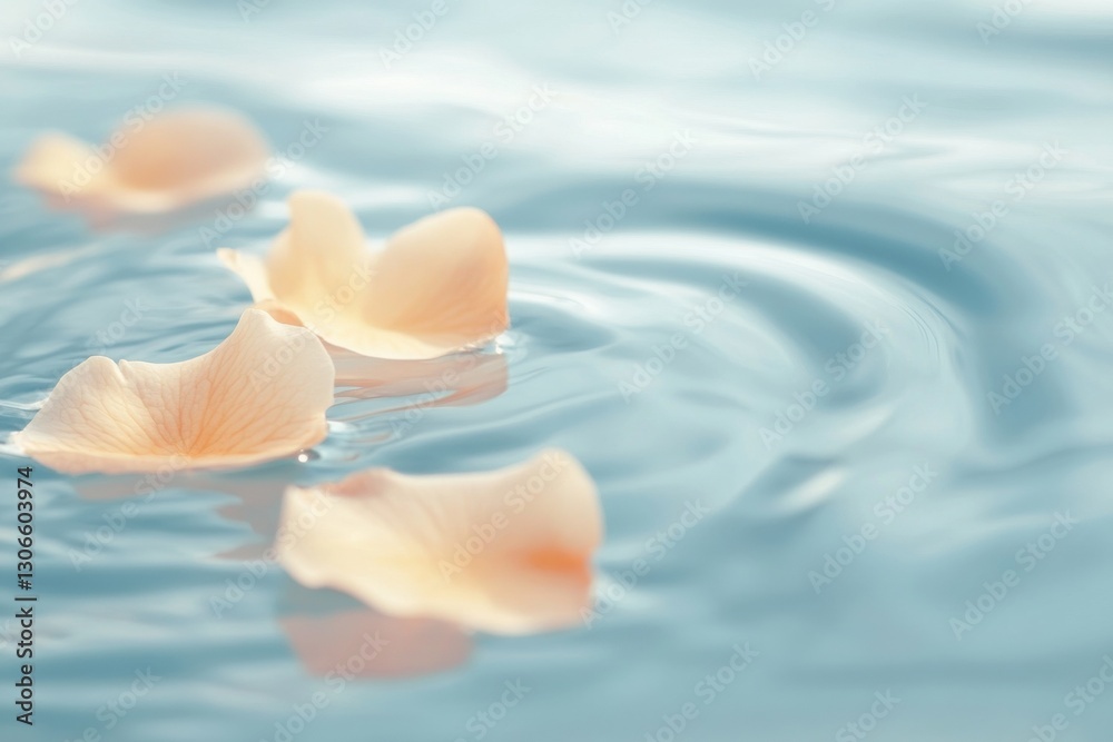 Aufkleber gentle flower petals float on calm water with soft pastel colors creating a serene and tranquil atmo