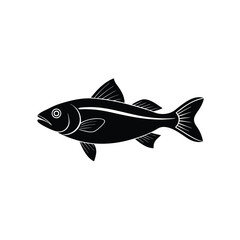 Haddock Silhouette Vector Art | Black Haddock Fish Illustration Design