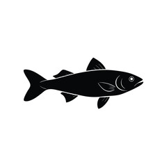 Haddock Silhouette Vector Art | Black Haddock Fish Illustration Design