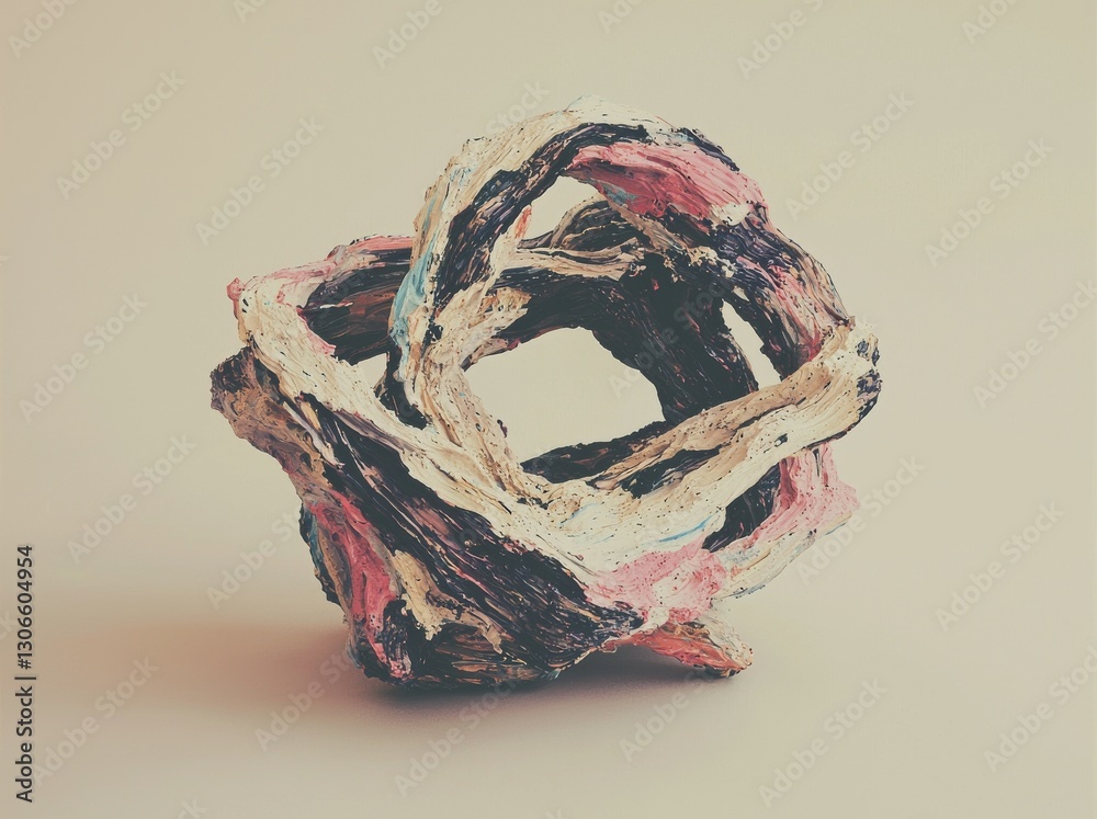 Poster a colorful twisted shape is depicted in a computer-generated abstract geometric 3d render illustrati