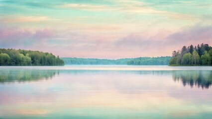 Fototapeta premium A serene abstract watercolor landscape blending soft pastels with gentle brushstrokes.