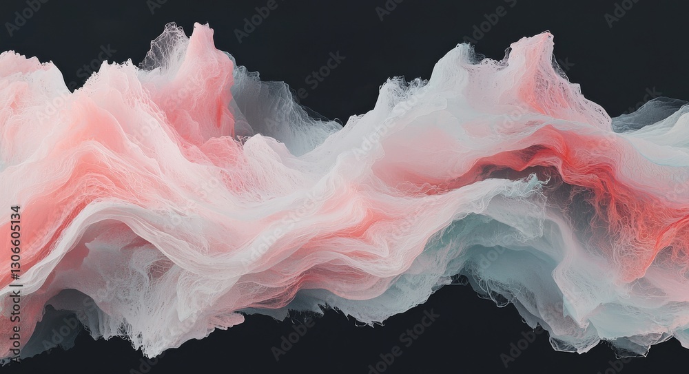 Fototapete a 3d rendering of a colorful abstract shape with twisted wavy patterns is displayed in motion as an 