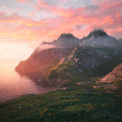 sunset over the mountains