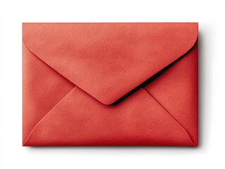 Bright red envelope with sealed flap resting on white background