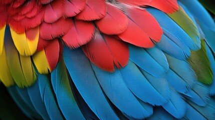 Fototapeta premium Close up view of colorful feathers in vibrant hues