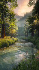 sunrise over the river