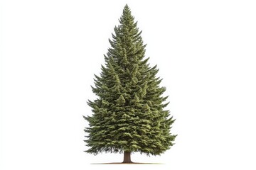 Majestic Evergreen Pine Tree Isolated on White.