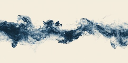 Navy blue colors of liquid fluid wave flow through an abstract brush paint isolated on a white background