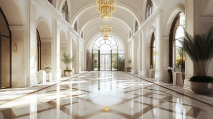 Fototapeta premium Luxurious Hotel Lobby: Grand Entrance and Elegant Design