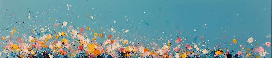 An amazing multicolor painting concept featuring random brushstrokes on a creative background texture, great for a design in a long, thin header or banner