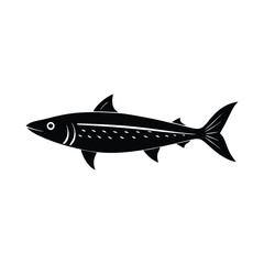 Obraz premium Mackerel Silhouette Vector Art and Black Mackerel Fish Design Illustration