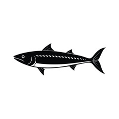 Mackerel Silhouette Vector Art and Black Mackerel Fish Design Illustration