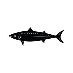 Mackerel Silhouette Vector Art and Black Mackerel Fish Design Illustration