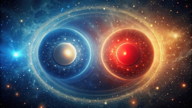Cosmic Entities in Celestial Harmony A Binary System's Intertwined Dance of Light and Energy