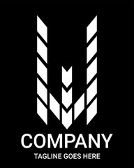 'W' alphabet uppercase arrow style. Suitable for t-shirt, gamer, basketball, sports, baseball, rugby, tennis, motorsport, sports car, bicycle, construction, etc. Logo shape with Building Arrow Style.