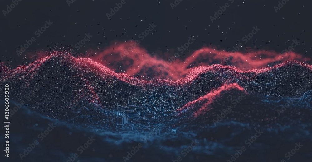 Poster a 3d rendering of a circuit board forms the background, showcasing a high-tech geometric and connect