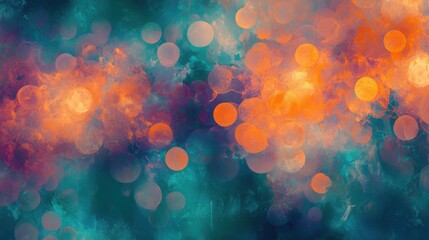 abstract bokeh background with teal and orange hues