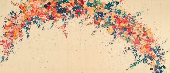 This abstract wallpaper illustration showcases autumnal elements, including organic lines, textures, and floral details, all set against a clean white background for a visually striking effect