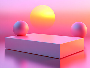 Vibrant sunset scene with geometric shapes digital art abstract minimalist creative perspective
