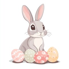 Rabbit illustration cartoon pastel.