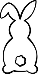 Cute bunny back brush line drawing flat Vector illustration.
Simple  Hand painted festive bunny line drawing isolated.
Good for greeting card,poster, banner,leaflet.
Transparent background.