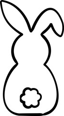 Cute bunny back brush line drawing flat Vector illustration.
Simple  Hand painted festive bunny line drawing isolated.
Good for greeting card,poster, banner,leaflet.
Transparent background.