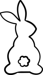 Cute bunny back brush line drawing flat Vector illustration.
Simple  Hand painted festive bunny line drawing isolated.
Good for greeting card,poster, banner,leaflet.
Transparent background.