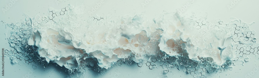 Poster abstract futuristic geometric backdrop featuring white hexagons on a widescreen hexagonal background
