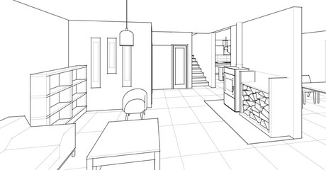  residential architecture interior 3d rendering